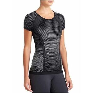 Athleta Fastest Track Tee Dot M Black White Short Sleeve Active Shirt like new